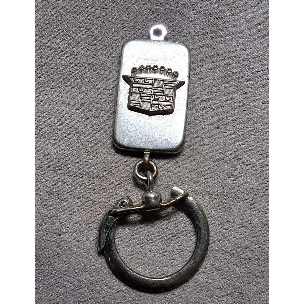 Vintage Cadillac Keychain Car Logo Emblem Key Ring